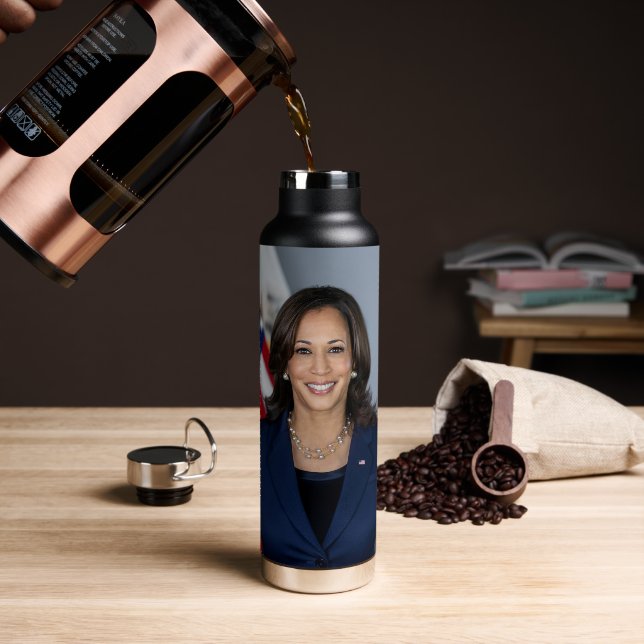 Botella De Agua Presidente Candidato Kamala Harris US 2024 (Café)