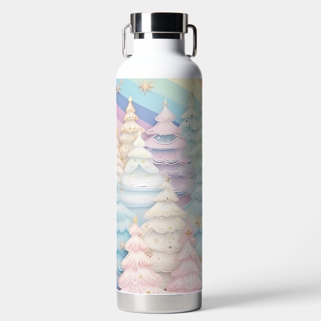 BOTELLA DE AGUA PRETTY PASTEL HOLIDAY CHRISTMAS TREES (Delantero)