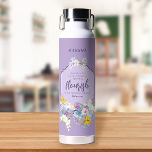 Botella De Agua Primavera acuarela Biblia floral Verso personaliza