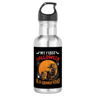 Botella De Agua Primer Halloween como abuelo mago murciélago luna_