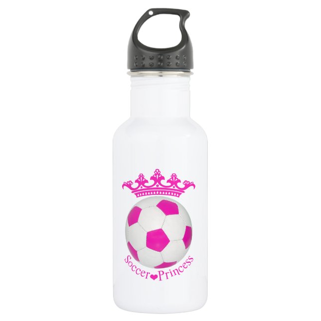 Botella De Agua Princesa de fútbol, bola de fútbol rosa (Anverso)