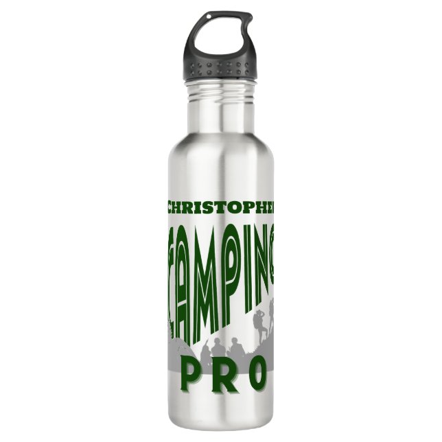 Botella De Agua Profesional del Camper - personaliza con su nombre (Anverso)