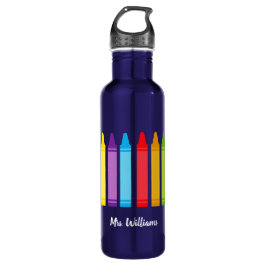 Botella De Agua Profesor Cute Crayon Elemental Personalizado