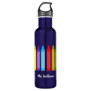 Botella De Agua Profesor Cute Crayon Elemental Personalizado