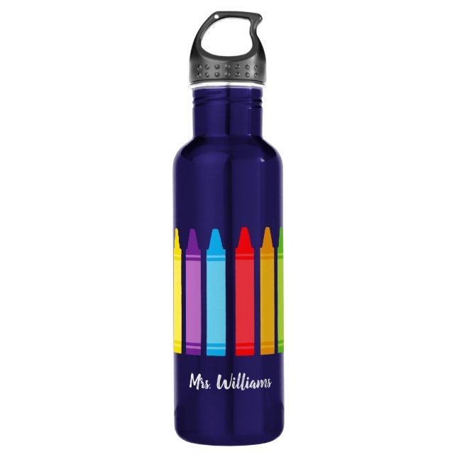 Botella De Agua Profesor Cute Crayon Elemental Personalizado (Anverso)