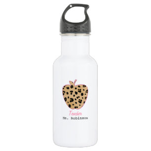 Botella De Agua Profesor de Apple del estampado leopardo