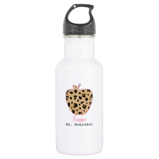 Botella De Agua Profesor de Apple del estampado leopardo