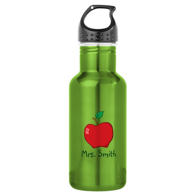 Botella De Agua Profesor de Apple Rojo Personalizado (Anverso)