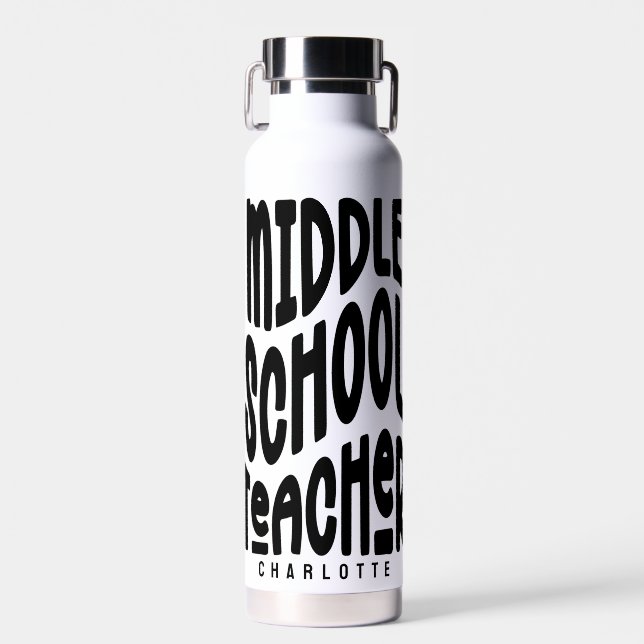 Botella De Agua Profesor de Escuela Secundaria Texto Blanco  (Delantero)