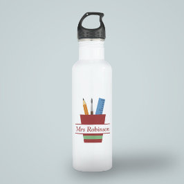 Botella De Agua Profesor de Monograma de Lápiz Gracias Regalo