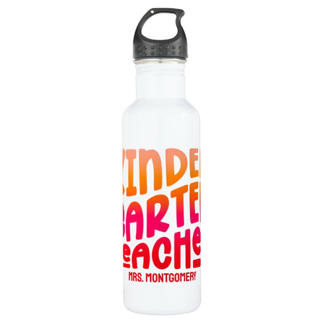 Botella De Agua Profesora de guardería Naranja Red Ombre (Anverso)