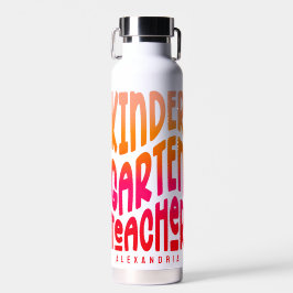 Botella De Agua Profesora de guardería Naranja rojo Ombre