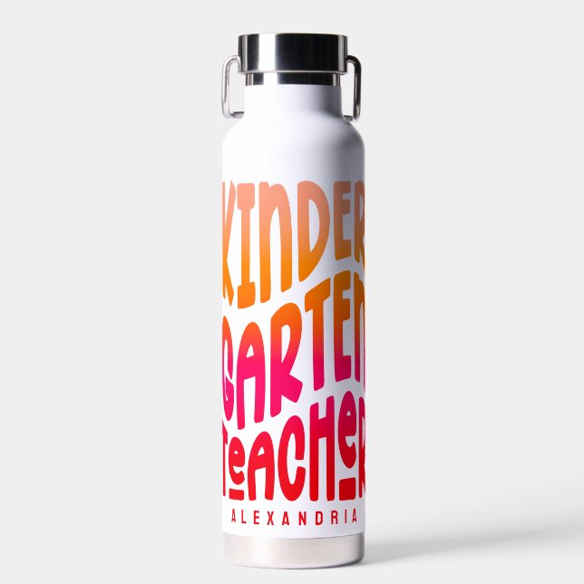 Botella De Agua Profesora de guardería Naranja rojo Ombre (Delantero)