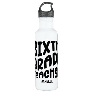Botella De Agua Profesora de sexto grado Personalizado Minimalista