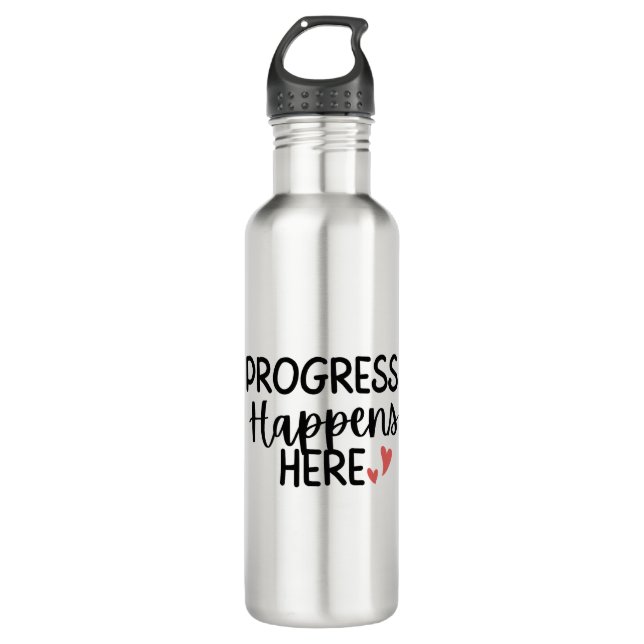 Botella De Agua 'Progress Happens Here' Teacher Thank You Gift  (Anverso)