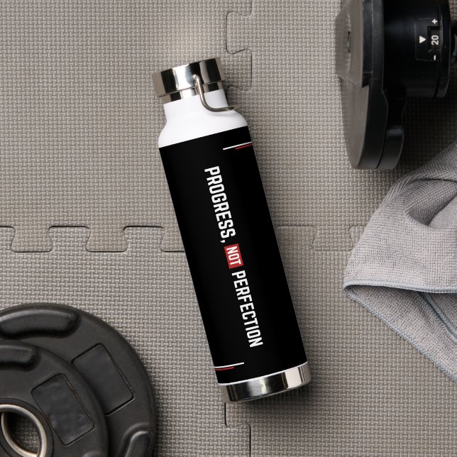 Botella De Agua Progress Not Perfection Motivation Gym (Gimnasio (girado))