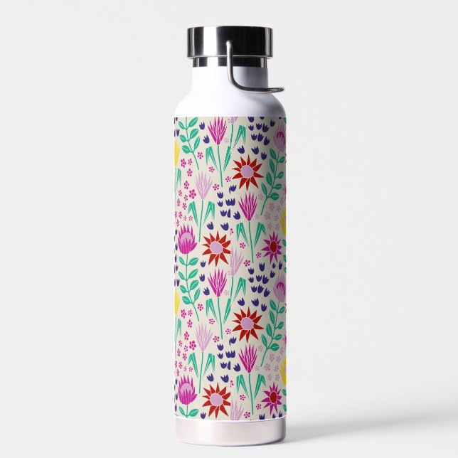 Botella De Agua Protea Floral Block Print Millefleur Luces (Izquierdo)