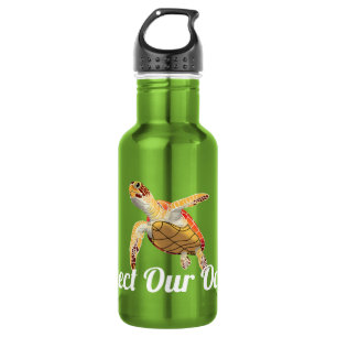 Botella De Agua Protege Nuestros Océanos Tortuga Marina Verde