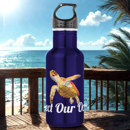 Botella De Agua Proteger nuestros océanos Tortuga de mar verde