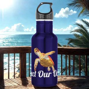Botella De Agua Proteger nuestros océanos Tortuga de mar verde