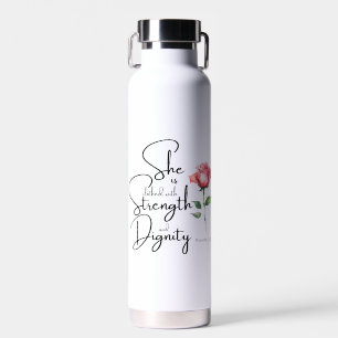 Botella De Agua Proverbios 31:25 Ella está vestida de la Biblia Ve