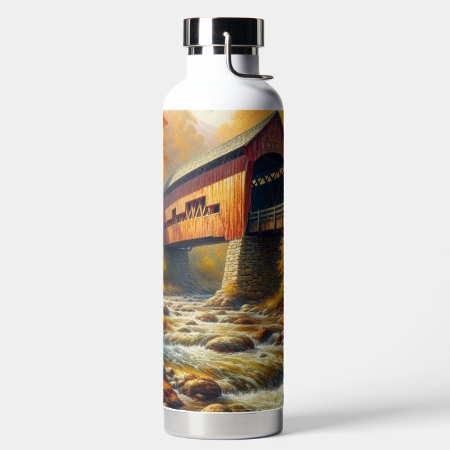 Botella De Agua puente clásico cubierto de otoño (Izquierda)