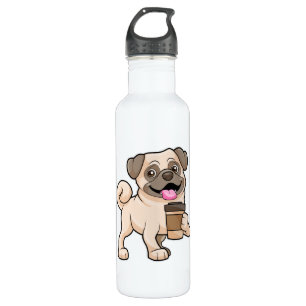 Botella De Agua Pug con café para ir