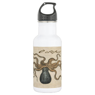 Botella De Agua Pulpo Kraken Antiguo Marino Vida Silvestre Costera