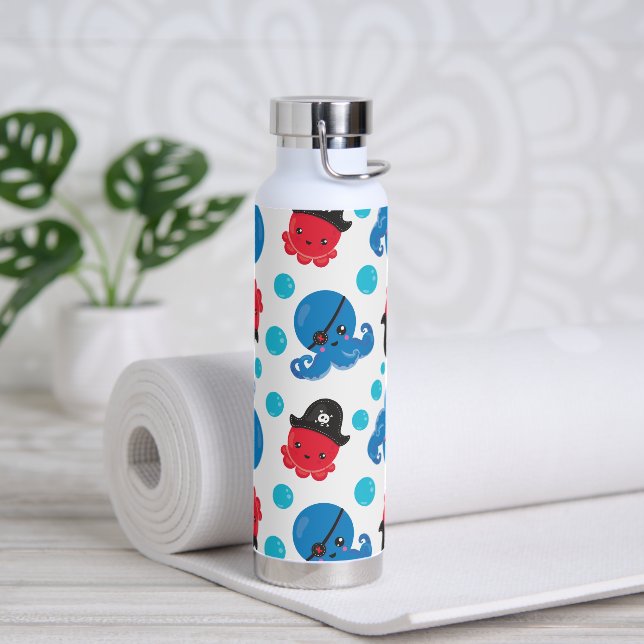 Botella De Agua Pulpo pirata, patrón de pulpo, animales marinos (Yoga)