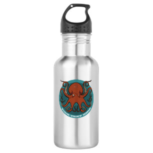 Botella De Agua Pulpo Rojo Gruñón Dibujo Animado Tentáculos