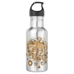 Botella De Agua Pulpo Steampunk Retro Fantasía Mecánica