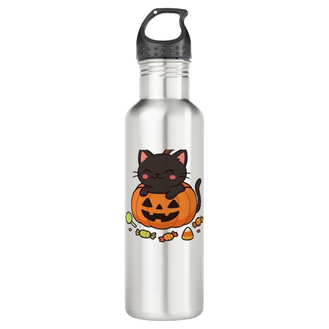Botella De Agua Pumpkin Kitty Parade Essential T-Shirt (Anverso)