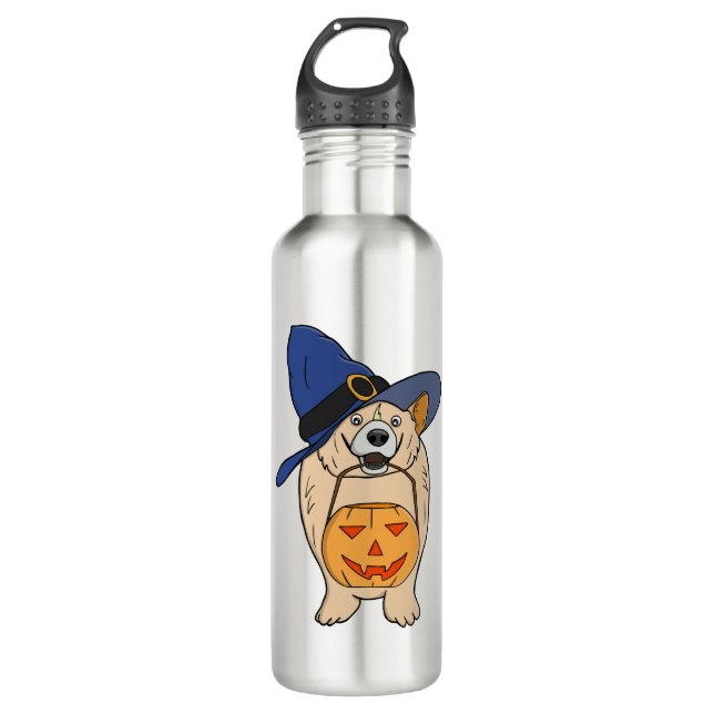 Botella De Agua Pumpkin Witch Dog (Anverso)