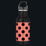 Botella De Agua Punto de polka negro sobre melocotón<br><div class="desc">Punto de polka negro sobre melocotón</div>