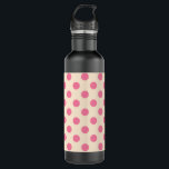 Botella De Agua Punto de polka rosa sobre crema<br><div class="desc">Punto de polka rosa sobre crema</div>