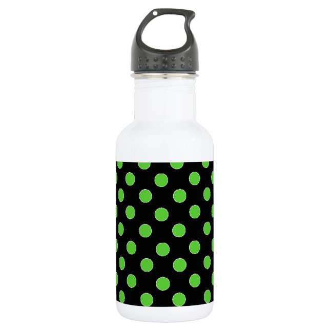 Botella De Agua Punto de polka verde (Anverso)