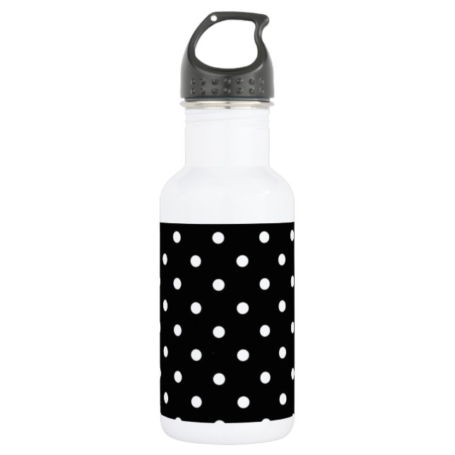 Botella De Agua Punto Polka Blanco Y Negro (Anverso)