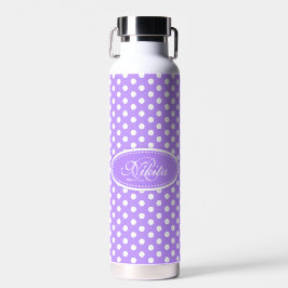Botella De Agua Punto polka morado y blanco