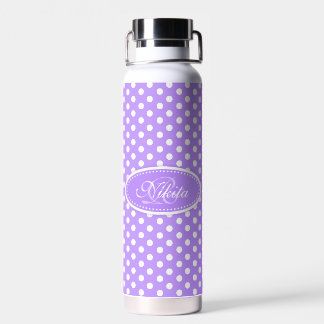 Botella De Agua Punto polka morado y blanco