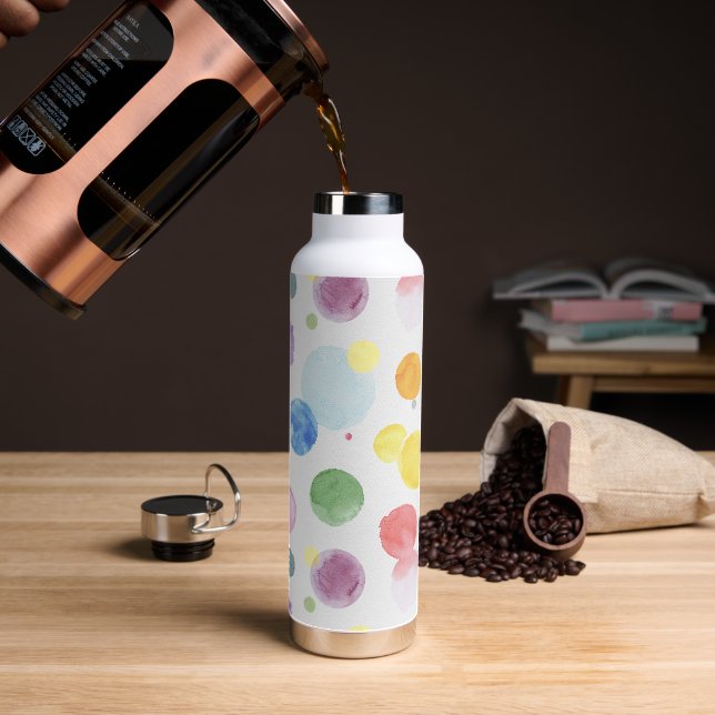 Botella De Agua Puntos de acuarela 1 (Café)