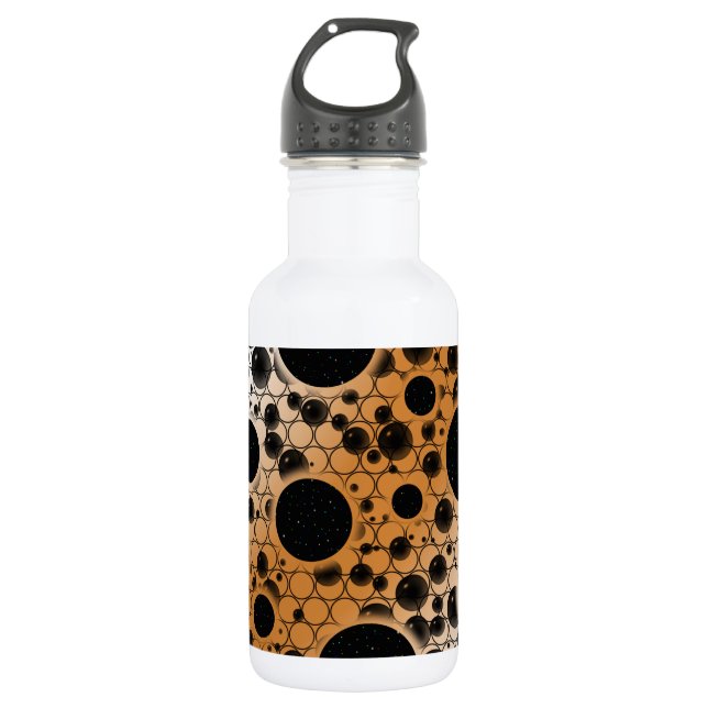 Botella De Agua Puntos de burbuja espacial - Blanco/Bronce (Anverso)