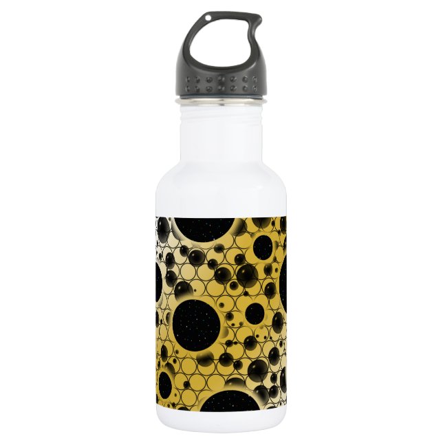 Botella De Agua Puntos de burbuja espacial - Blanco/Oro (Anverso)