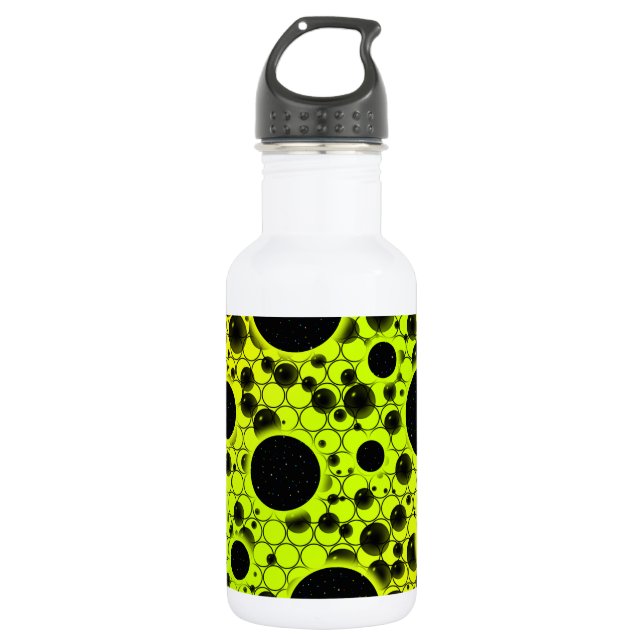 Botella De Agua Puntos de burbuja espacial - Lime/Amarillo (Anverso)