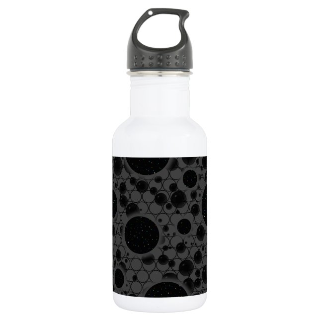 Botella De Agua Puntos de burbuja espacial - Negro (Anverso)