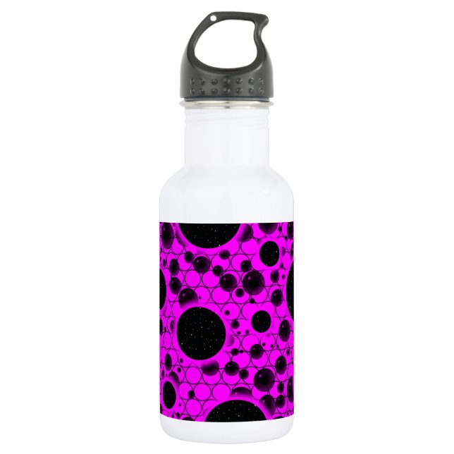 Botella De Agua Puntos de burbuja espacial - Rosa (Anverso)