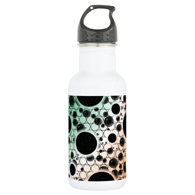 Botella De Agua Puntos de burbuja espacial - Verde/Blanco/Naranja (Anverso)