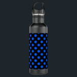 Botella De Agua Puntos de polka azul y negro<br><div class="desc">Puntos de polka azul y negro</div>