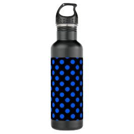 Botella De Agua Puntos de polka azul y negro