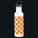 Botella De Agua Puntos de polka blanco sobre ámbar<br><div class="desc">Puntos de polka blanco sobre ámbar</div>