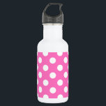 Botella De Agua Puntos de polka blanco sobre rosa<br><div class="desc">Puntos de polka blanco sobre rosa</div>